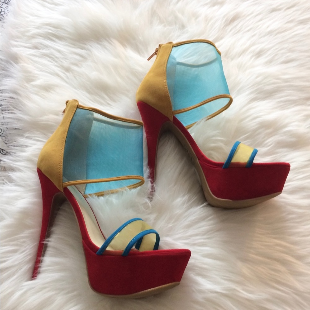 Shoe Republic Color-block Mesh Heels